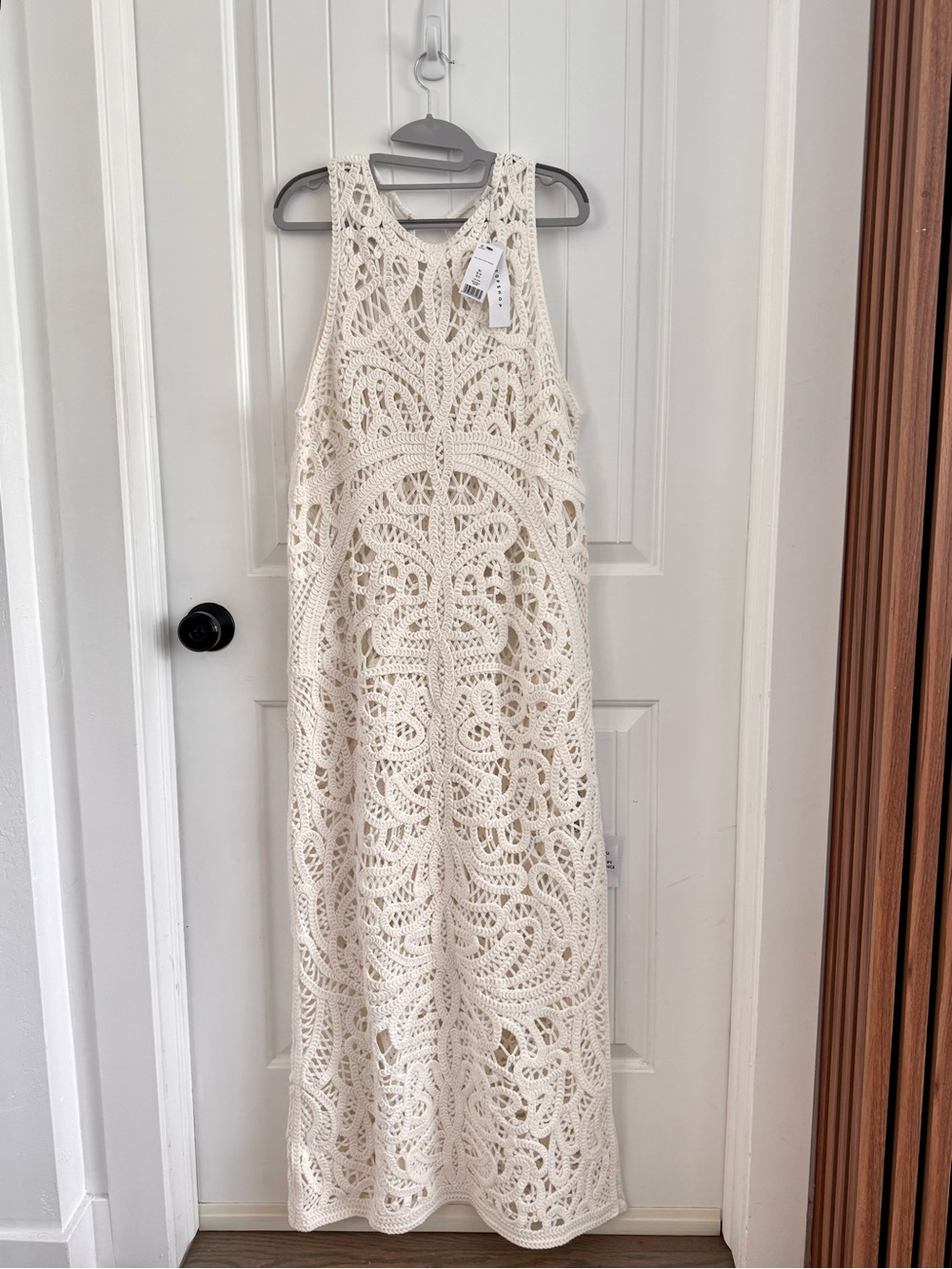 NWT White Crochet Maxi Dress - Women's Sleeveless Summer Dress - Picture 4 of 6